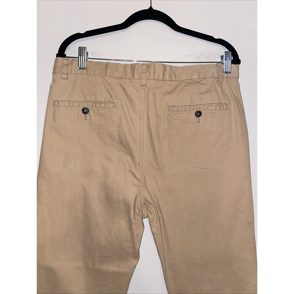 H&M Men's Khaki Chino Pants Size 34R Tan Flat Front Casual Business Button Fly - Picture 6 of 8